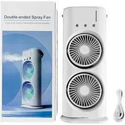 Акумуляторний настільний вентилятор Spray Fan 2in1 подвійний  Вітродуйка з підсвічуванням та зволоженням Білий - мініатюра 9