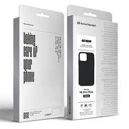 Силиконовый чехол для Apple iPhone 16 Pro Max, ICON2 Case, черный, противоударный, панель, защита всего корпуса, матовая поверхность Soft Touch, выступает над дисплеем, совместим с защитными стеклами и пленками, с микрофиброй, ArmorStandart (ARM78637) - мініатюра 9