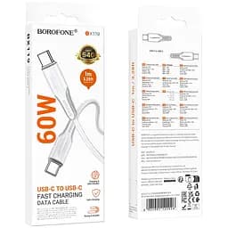 Дата кабель Borofone BX119 New Type-C to Type-C 60W (1m) White - мініатюра 4