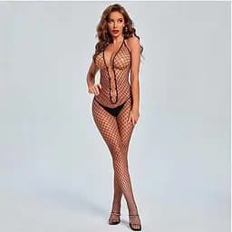 Бодістокінг стильний з металевими кільцями та вільним доступом S/M/L K000705