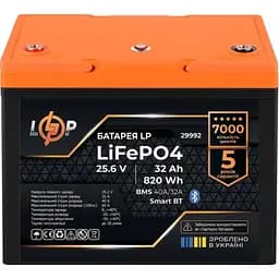 Аккумулятор LogicPower LiFePO4 25,6V - 32 Ah (820Wh) (BMS 40A/32А) пластик Smart BT
