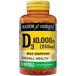 Витамин D3 Mason Natural Vitamin D 10000 МЕ 30 гелевых капсул