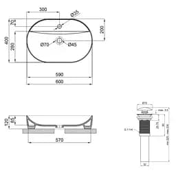 Раковина накладная Qtap Scorpio 600x400x120 Matt Black с донным клапаном QT142203MBMBN48469 - мініатюра 6