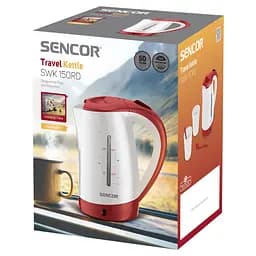 Електрочайник Sencor 0.5 л в комплекті 2 склянки та 2 ложки біло-червоний (SWK150RD) - мініатюра 3