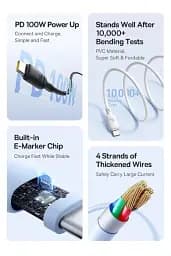 Кабель Baseus Silky Series Cable Type-C to Type-C 100W 1m P10377704113-00 Black - мініатюра 7