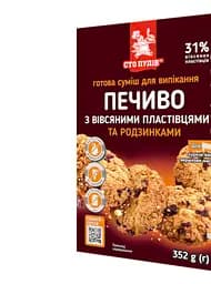 Суміш для випікання "Печиво з вівсяними пластівцями та родзинками", 352 г, ТМ Сто пудов