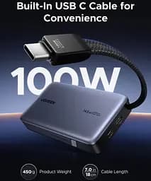 УМБ Ugreen 20000mAh 145W PD3.1.QC, USB-A,USB-С IN/OUT, with built in USB-C cable (PB551) Gray - мініатюра 7