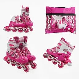 Роликовые коньки, размер 39-43, PVC колеса, стелька 24-27 см, розовый, INLINE SKATE, 41082-L