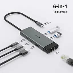 Концентратор TP-Link USB 3.0 6-in-1 2xUSB 3.0 + 1xUSB-C + 1xHDMI + 1xRJ45 + PD 100W (UH6120C) - мініатюра 6