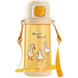Пляшка для води Casno 690 мл KXN-1219 Помаранчева (Гуси) з соломинкою (KXN-1219_Orange)
