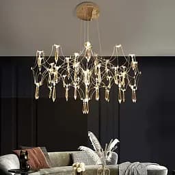 Дизайнерська невагома золота люстра із кришталем Ø 65 см | Арт. MJ203-600 Titanium | Line F