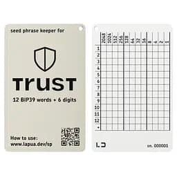 Мнемонічний планшет Lapua Seed phrase keeper for Trust Wallet (LSPKTW)