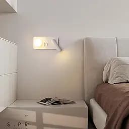 Праве біле бра на 2 вимикачі з білим плафоном та спотом Line F Арт. WJ032/2 R WT (правий)