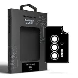 Захисне скло для камери Samsung Galaxy S25 5G, Supreme BI, прозорий колір, з рамкою, глянцеве скло для захисту лінз, протиударне, прозоре, з клейовим шаром по контуру, не впливає на якість фото, ArmorStandart (ARM83219)