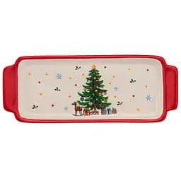 Новорічне прямокутне блюдо Yiwu порцелянове 39х15х2 см CR-1-1