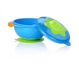 Тарілка Nuby Відліт! Посуд! на присосці з кришкою, синій (5322blu)