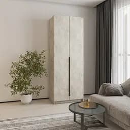 Шкаф 2-дверный MebelStar Оскар ДСП BG, блок ящиков+полки 80x52x220 см Бетон (MBS-4471)