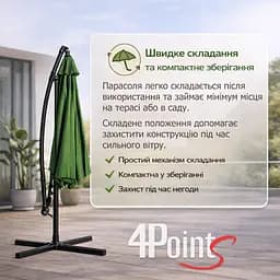 Садова парасоля 4Points Sunny регульована, з нахилом, 3 м, 8 спиць - мініатюра 6