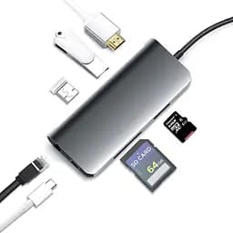 USB-хаб Prologix 7-in-1 Type-C to HDMI+2xUSB3.0+PD+Lan+TF+SD [PR-WUC-105B] [77281] - мініатюра 4