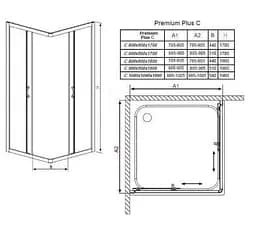 Душова кабіна Radaway Premium Plus C 90x90x190 скло графіт 30453-01-05N - мініатюра 4