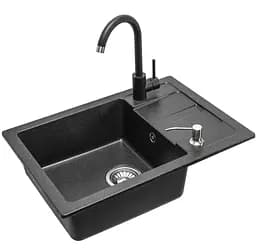 Кухонна мийка гранітна Rea Nils набір 5в1 black ZLE-00100, Чорний