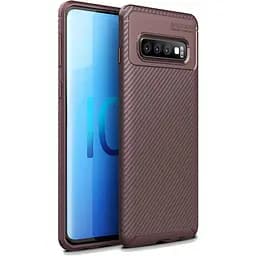 Чохол-накладка Toto TPU Carbon Fiber 1.5 mm Case Samsung Galaxy S10+ Coffee