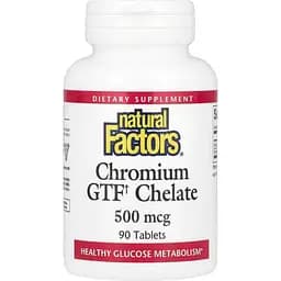 Хром GTF Хелат Natural Factors Chromium GTF Chelate 500 мкг 90 таблеток