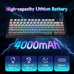 Ігрова механічна клавіатура Aula F75 Max / Три режими підключення / LEOBOG Reaper Switch / Black Contour Lines - мініатюра 3