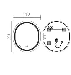 Дзеркало Mixxus Premium ELLIPSE MV05-80x70-REVERSE (LED Touch, Anti-fog (3-6,5kK)) (MP6643) - мініатюра 5