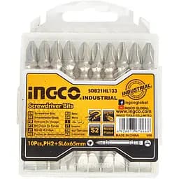 Біти Ingco S2 двосторонні PH2+SL6х65 мм 10 шт. (SDB21HL133)