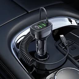 Автомобільний зарядний пристрій Hoco NZ11A 2USB/ Type-C PD 30W чорний + кабель Type-C - мініатюра 7