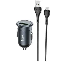 Адаптер автомобильный Hoco Micro USB Cable Mighty single port Car charger Z43 1USB, 3A, QC, 18W|