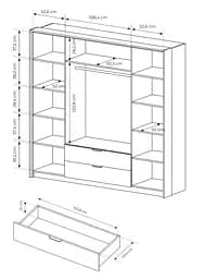Шафа для одягу Perfect Home Мілтон / Milton 4-дверна з дзеркалом 4D2S/220 Каштан/антрацит (PFH-091085) - мініатюра 7