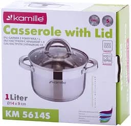 Каструля Kamille зі скляною кришкою низька Ø14 см kuh0009869 - мініатюра 5