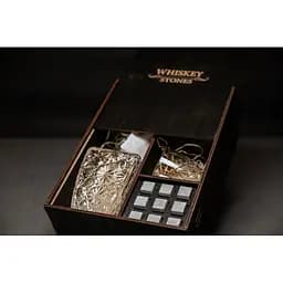 Подарунковий набір Whiskey Stones камені для віскі в дерев'яному пеналі №7 + декантер і 2 склянки Rocco Dedalo + щипці + мішечок - мініатюра 4