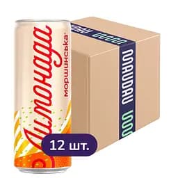 Упаковка напою Моршинська Лимонада Грейпфрут середньогазований 3.96 л (0.33 л x 12 шт.)