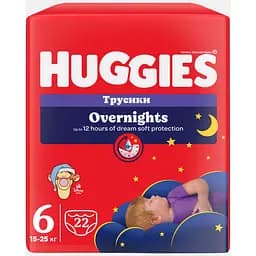 Підгузки-трусики Huggies Overnight 6 (15-25 кг) 22 шт. - мініатюра 2
