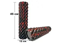 Масажний ролик EasyFit Bubbles 45 см Чорний-червоний - мініатюра 2