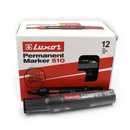 Маркер перманентный Luxor 510, 5-7 мм, косой, спиртовая основа, черный, 12 шт. в упаковке