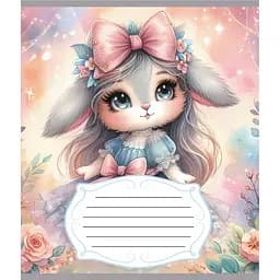 Зошит учнівський "Зайка" Leader 012-590522C-1 в косу лінію, 12 аркушів