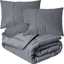 Набор евро Ideia из искусственного пуха ManMaker одеяло и подушка 2 шт. серый тамаска для сна (8-35824) 