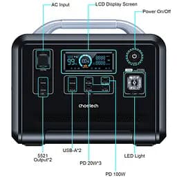 Зарядна станція Choetech BS005 1200Вт (960Вт/г) AC,LiFePo4 LiFePo4,MPPT, UPS, USB-C PD100 Вт - мініатюра 5