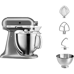 Планетарний міксер KitchenAid Artisan 4.8 л срібний медальйон (5KSM185PSEMS) - мініатюра 3