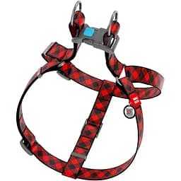 Шлея для собак Waudog Nylon Шотландка червона, анатомічна, з QR паспортом, 50-80х2 см, червона (4982) - мініатюра 2