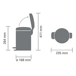 Відро для сміття Brabantia Pedal Bin чорне 3 л (113321) - мініатюра 4
