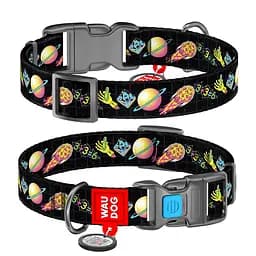 Ошейник для собак нейлоновый Waudog Nylon с QR-паспортом "Рик и Морти 3" пластиковый фастекс XL,Ш 25 мм Д 37-58 см