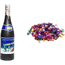 Хлопавка пневматична Devilon Шампанське 50 см різнокольорові фігурки з фольги (400508)