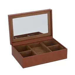 Шкатулка для прикрас J-Line з еко-шкіри з дзеркалом коричнева (37090)