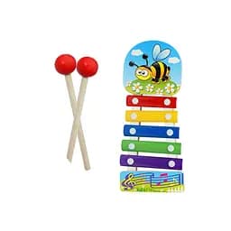 Ксилофон WToys, 18904, деревянная основа, 5 металлических пластин, молоточки (в ассортименте)