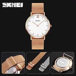 Жіночий ультратонкий годинник Skmei 1185 (Золотистий) - мініатюра 4